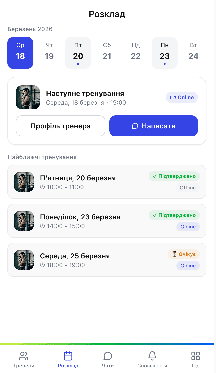 Gymni — розклад
